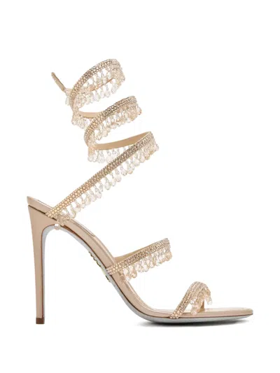 René Caovilla Crystal-embellished Heeled Sandals In Neutral