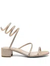 René Caovilla Crystal-embellished Strappy Sandals In Neutrals