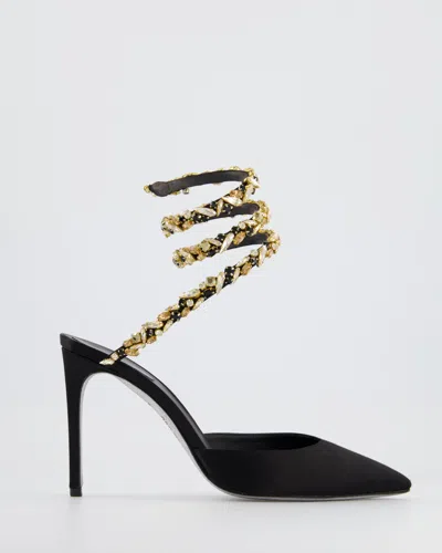 René Caovilla Crystal Embellished Heels In Black