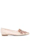 René Caovilla Crystal-embellished Lace Ballerina Shoes In Neutrals