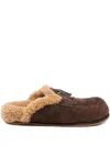 René Caovilla Sherl Shearling-lined Suede Mules In Brown