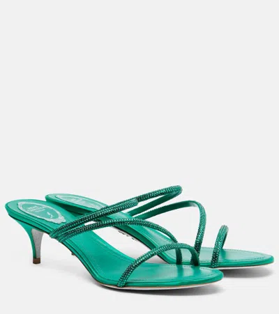 René Caovilla Crystal-embellished Sandals In Green