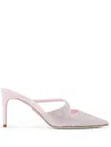 René Caovilla Crystal-embellished Satin Mules In Pink