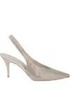 René Caovilla Crystal-embellished Slingback Pumps In Neutral