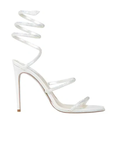 René Caovilla Cleo 105 Crystal-embellished Satin Sandals In White