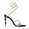 René Caovilla Crystal-embellished Stiletto Sandals With Spiraled Strap In Black