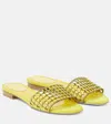 René Caovilla Embellished Suede Slides In Limecicle Suede/light Colorado
