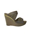 René Caovilla Rene Caovilla Crystal Embellished Two Band Wedge In Multicolor Suede In Multi