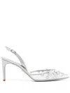René Caovilla Crystal Embellishment Pumps In シルバートーン