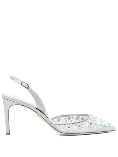 René Caovilla Crystal Embellishment Pumps In グレー