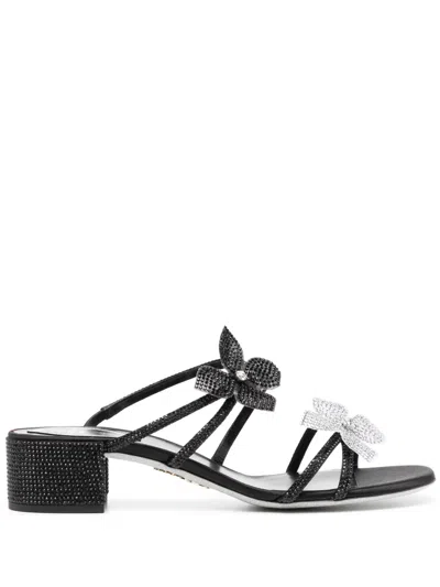 René Caovilla Crystal Embellishment Sandals In ブラック