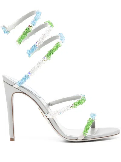 René Caovilla Crystal Embellishment Sandals In グレー
