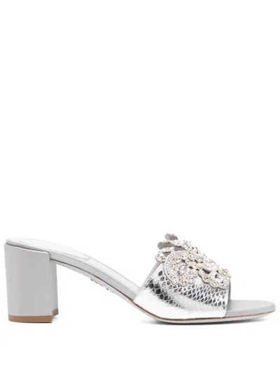 René Caovilla Crystal Embellishment Sandals In Silver