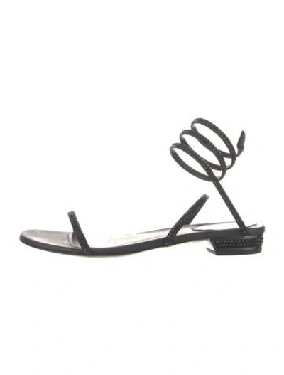 Pre-owned René Caovilla Crystal Embellishments Gladiator Sandals In Black
