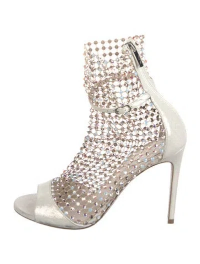 Pre-owned René Caovilla Crystal Embellishments Gladiator Sandals In Gray