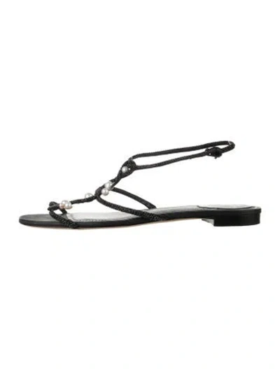 Pre-owned René Caovilla Crystal Embellishments Sandals In Black