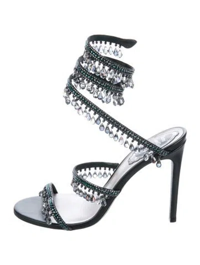 Pre-owned René Caovilla Crystal Embellishments Sandals In Blue