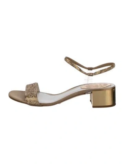 Pre-owned René Caovilla Crystal Embellishments Sandals In Gold