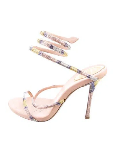 Pre-owned René Caovilla Crystal Embellishments Sandals In Pink