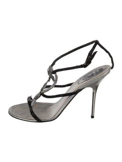 Pre-owned René Caovilla Crystal Embellishments Sandals In Silver