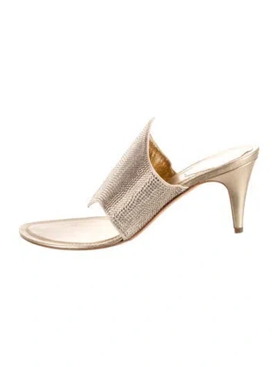 Pre-owned René Caovilla Crystal Embellishments Slides