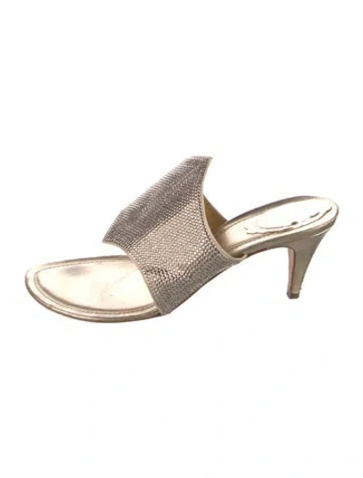 Pre-owned René Caovilla Crystal Embellishments Slides In Gold