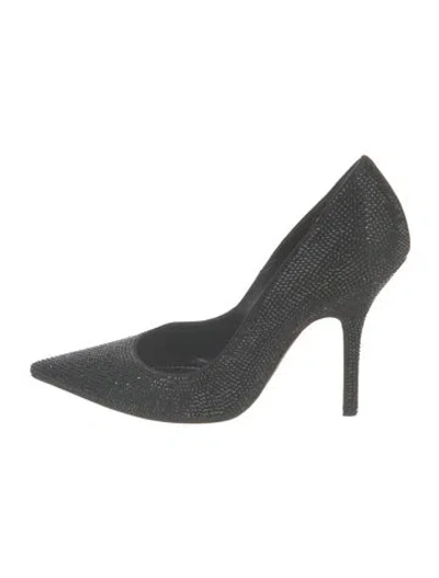 Pre-owned René Caovilla Crystal Glitter Accents Pumps In Black