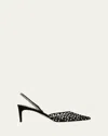 René Caovilla Crystal Net Slingback Pumps In Black Suede