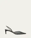 René Caovilla Crystal Net Slingback Pumps In Blue Suedecrystal Strass