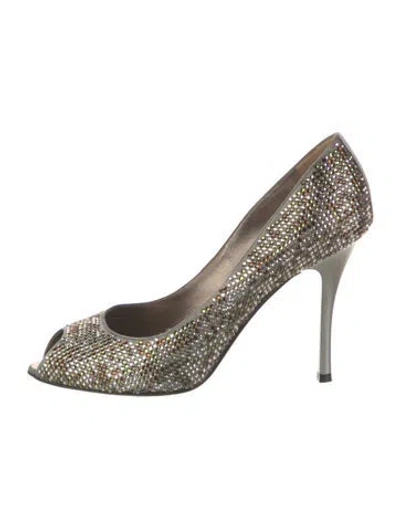 Pre-owned René Caovilla Crystal Patterned Pumps In Neutral