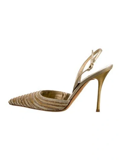 Pre-owned René Caovilla Crystal Patterned Slingback Pumps