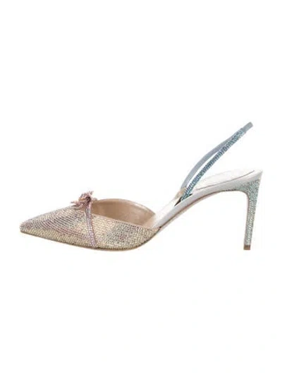 Pre-owned René Caovilla Crystal Patterned Slingback Pumps In Metallic