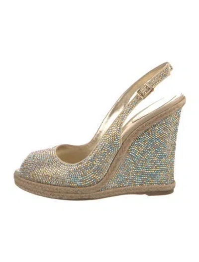 Pre-owned René Caovilla Crystal Patterned Slingback Pumps In Neutral