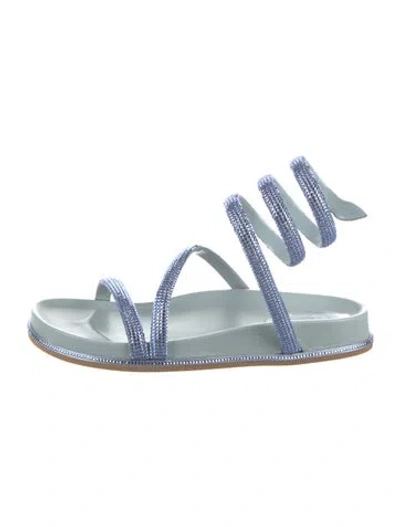 Pre-owned René Caovilla Crystal Sandals In Blue