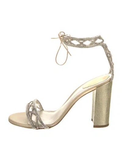 Pre-owned René Caovilla Crystal Sandals In Gold