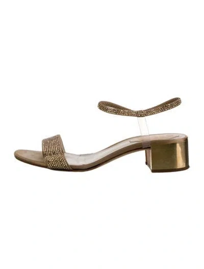 Pre-owned René Caovilla Crystal Sandals In Neutrals