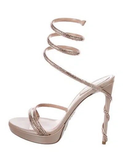 Pre-owned René Caovilla Crystal Sandals In Transparent