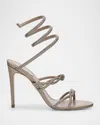 René Caovilla Crystal Satin Braided Snake-wrap Sandals