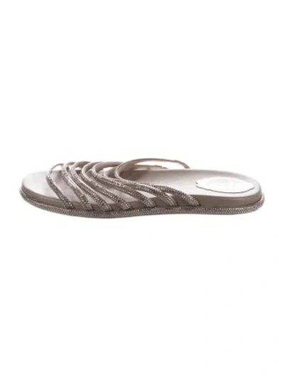 Pre-owned René Caovilla Crystal Slides In Metallic