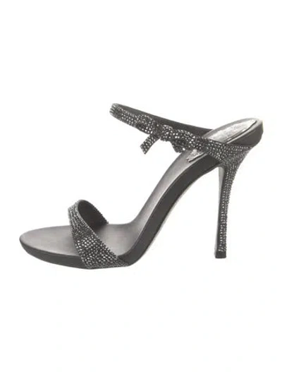 Pre-owned René Caovilla Crystal Slides In Silver