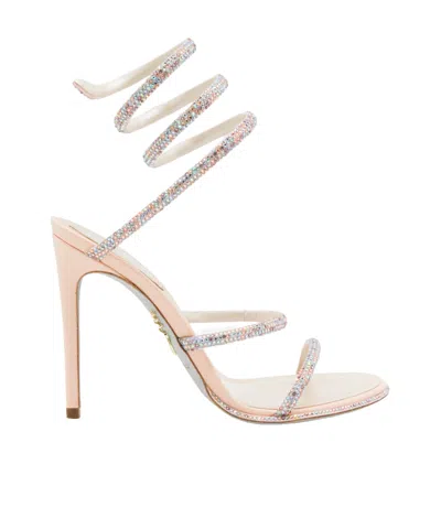 René Caovilla Rene Caovilla Crystal Spiral Heeled Sandals In Neutral