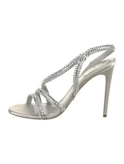 Pre-owned René Caovilla Crystal Studded Accents Slingback Sandals