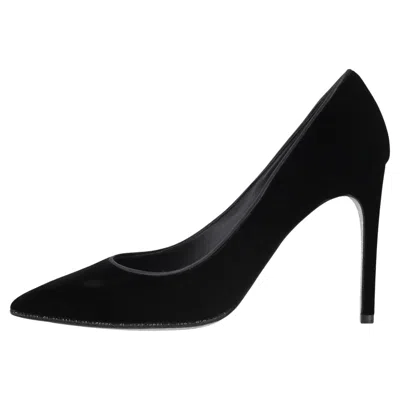 Pre-owned René Caovilla Rene Caovilla Crystal Trim Velvet Heels In Black
