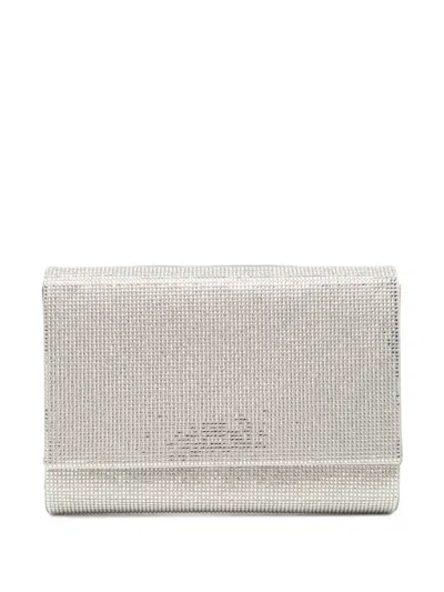 René Caovilla Crystal-embellished Chain-strap Clutch Bag In Gray