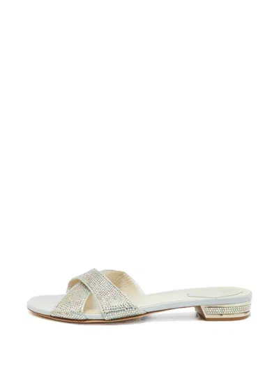 Pre-owned René Caovilla Crystal-embellished Criss-cross Sandals In Gold