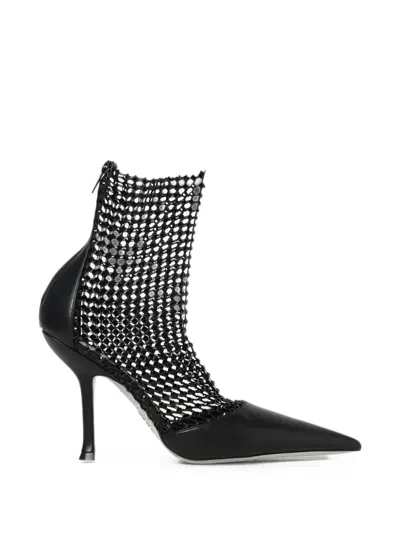 René Caovilla Crystal-embellished Mesh Pumps In Black
