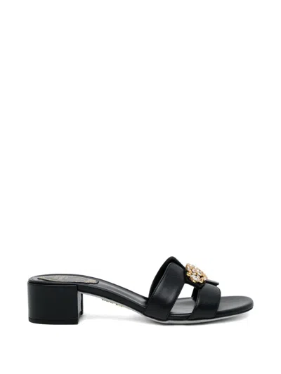 René Caovilla Crystal-embellished Sandals In Black