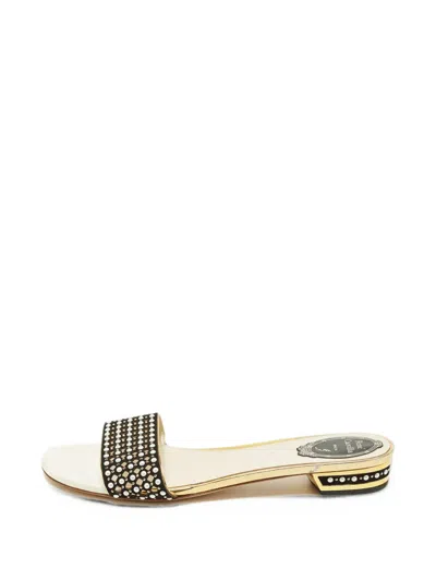 Pre-owned René Caovilla Crystal-embellished Sandals In Black