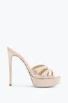 René Caovilla Dania Champagne Platform Slider Sandal 130