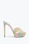 René Caovilla Dania Multicolor Platform Slider Sandal 130